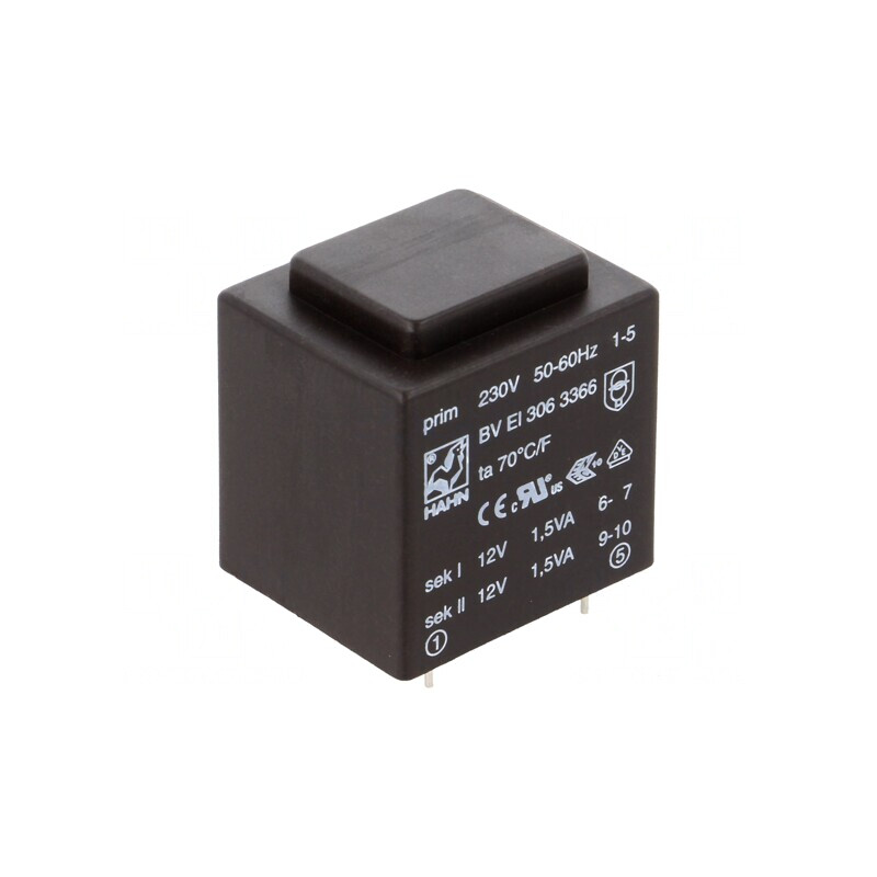 Transformator Încapsulat 3VA 230V la 12V Dual 125mA PCB | Electronic-mag.ro | Componente Electronice