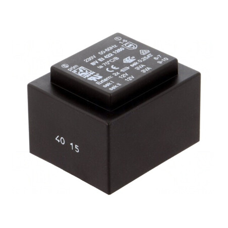 Transformator încapsulat 6VA 230V AC 12V 250mA PCB | Electronic-mag.ro | Componente Electronice