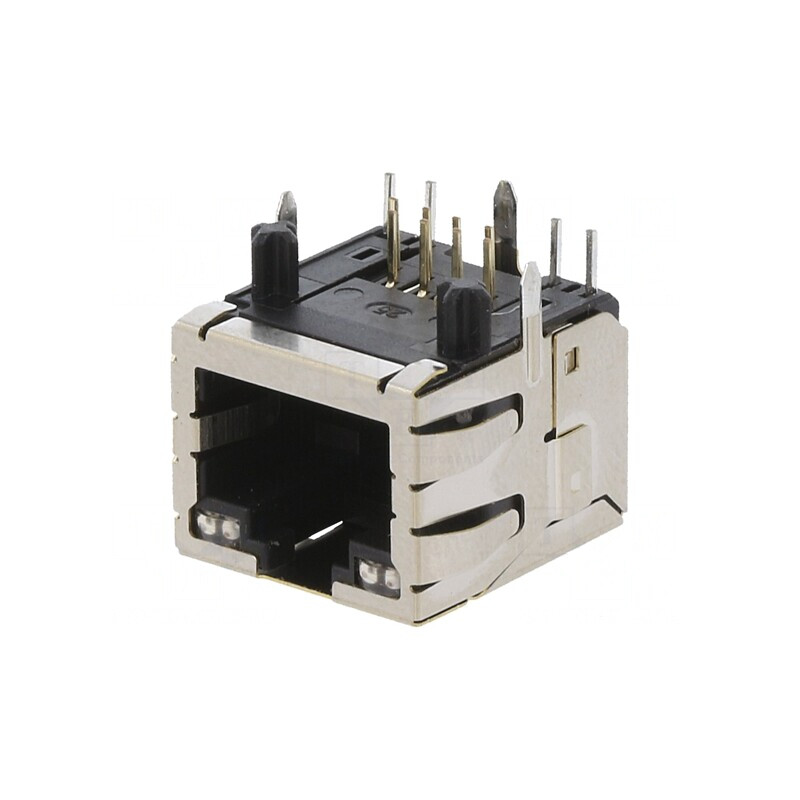 Soclu RJ45 cu LED aurit 8p8c THT | Electronic-mag.ro | Componente Electronice