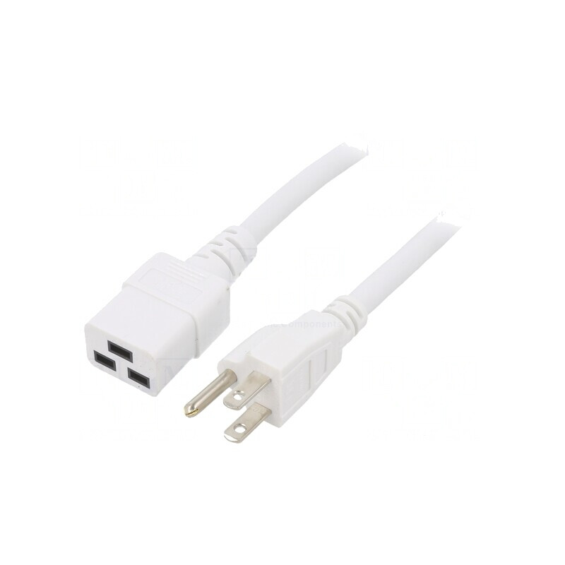 Cablu Alimentare Alb 1.8m IEC C19 la NEMA 5-15 3x14AWG | Electronic-mag.ro | Componente Electronice