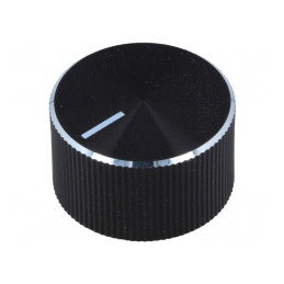 Buton rotativ cu indicator, 6mm, negru, aluminiu/plastic | Electronic-mag.ro | Componente Electronice