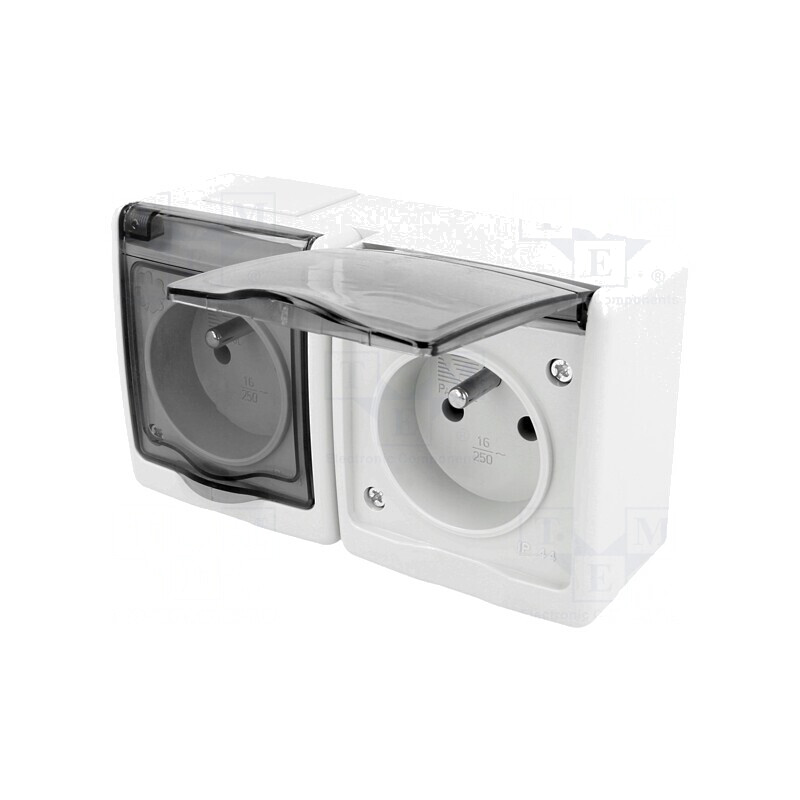 Conector alimentare AC 250V 16A gri montaj perete | Electronic-mag.ro | Componente Electronice