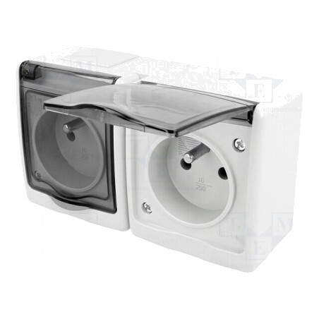 Conector alimentare AC 250V 16A gri montaj perete | Electronic-mag.ro | Componente Electronice