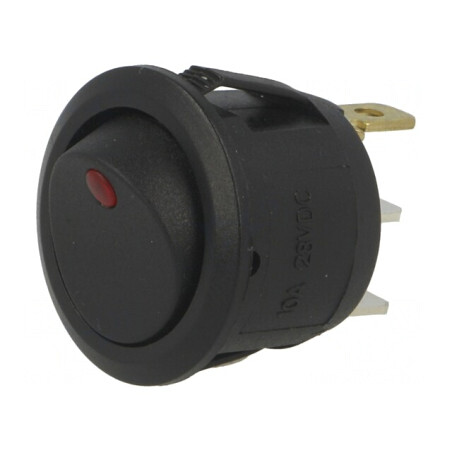 Comutator Rocker Negru LED 24V Rotund ON-OFF 6A/250V | Electronic-mag.ro | Componente Electronice