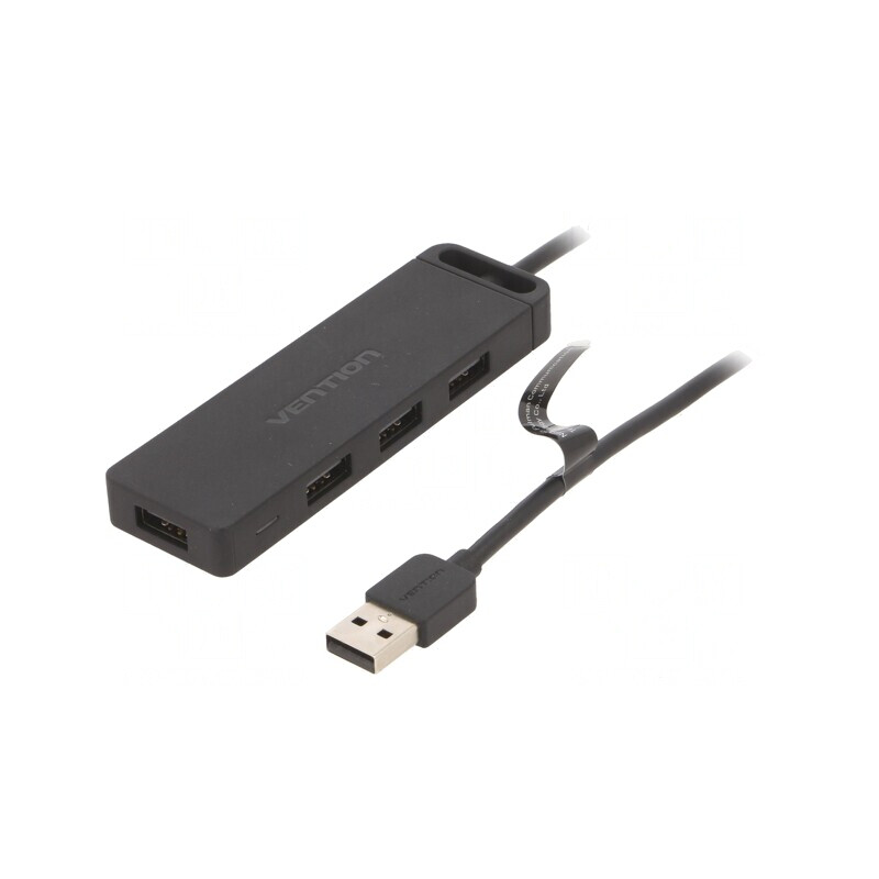 Hub USB 4 Porturi USB 2.0 Negru 480Mbps | Electronic-mag.ro | Componente Electronice