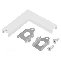 Conector Aluminiu Alb 90° SLIM8 | Electronic-mag.ro | Componente Electronice