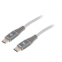 Cablu USB-C 2.0 Alb-Gri 1.5m 100W | Electronic-mag.ro | Componente Electronice