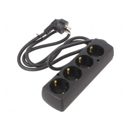 Prelungitor 4 Prize Schuko 3x1,5mm2 PVC Negru | Electronic-mag.ro | Componente Electronice