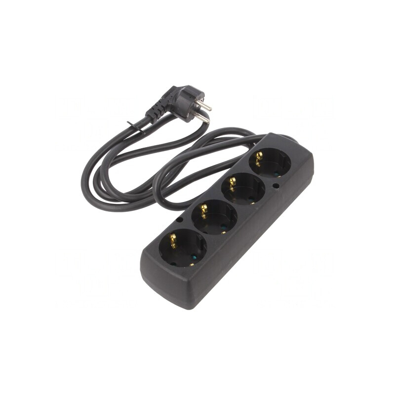 Prelungitor 4 Prize Schuko 3x1,5mm2 PVC Negru | Electronic-mag.ro | Componente Electronice
