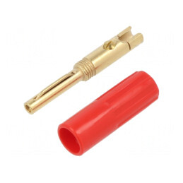 Mufă Banană 4mm 16A 50VDC Roșie Neizolată | Electronic-mag.ro | Componente Electronice