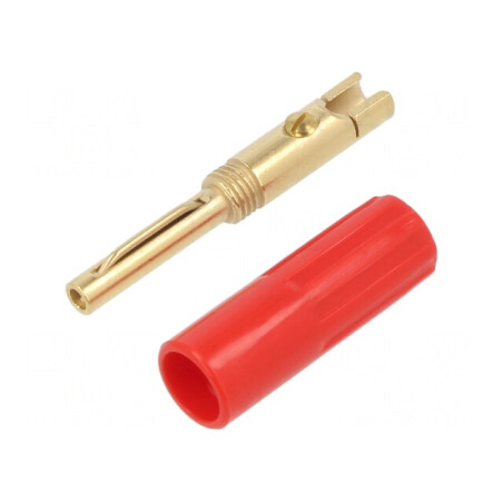 Mufă Banană 4mm 16A 50VDC Roșie Neizolată | Electronic-mag.ro | Componente Electronice
