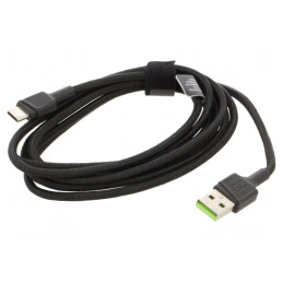 Cablu USB 2.0 USB A la USB C 2m Negru Textilă