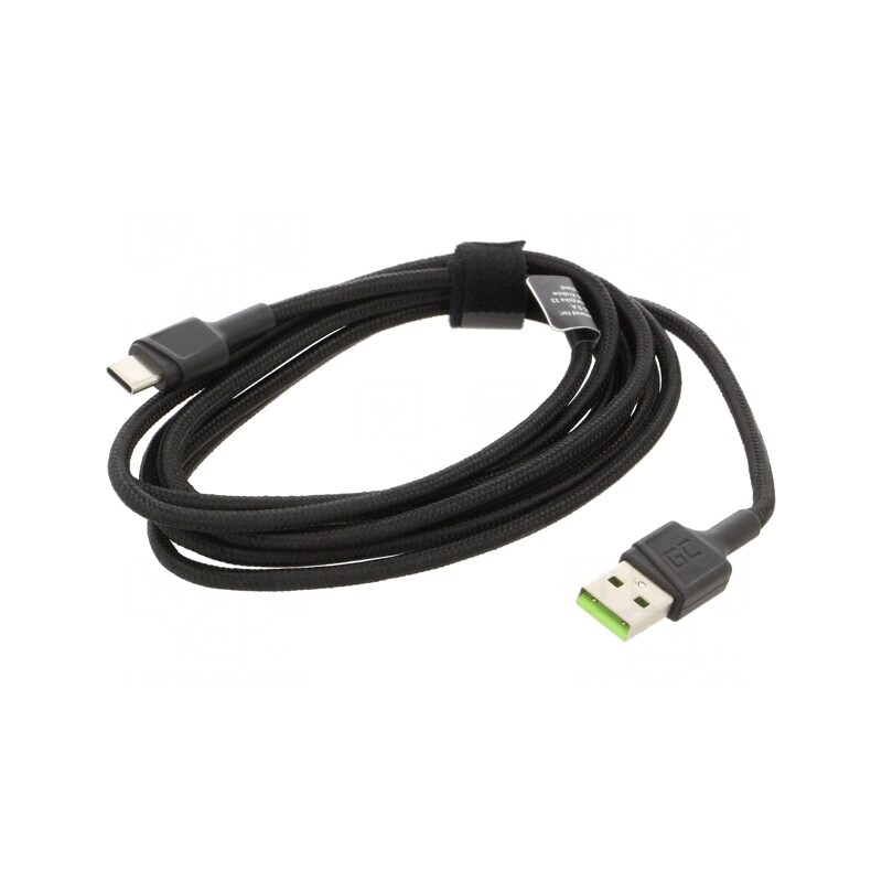 Cablu USB 2.0 USB A la USB C 2m Negru Textilă | Electronic-mag.ro | Componente Electronice