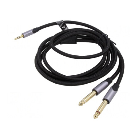 Cablu Audio Jack 3.5mm la 6.3mm 2m Negru | Electronic-mag.ro | Componente Electronice