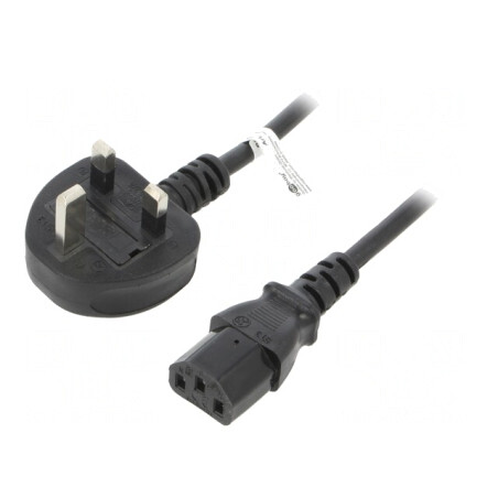 Cablu Alimentare BS 1363 la IEC C14 1.8m Negru 5A 250V | Electronic-mag.ro | Componente Electronice