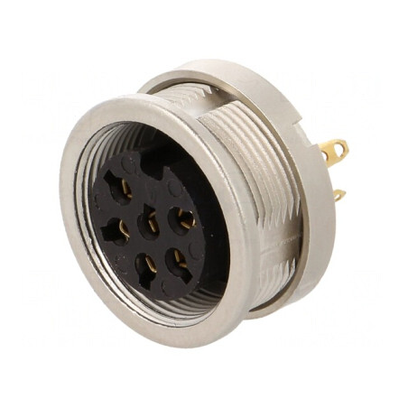 Conector M16 Mamă 6 PIN 5A 250V IP68 | Electronic-mag.ro | Componente Electronice