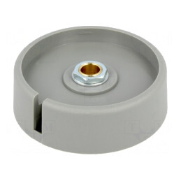 Buton rotativ gri cu indicator, poliamidă, Ø 6mm, Ø 50x16mm | Electronic-mag.ro | Componente Electronice