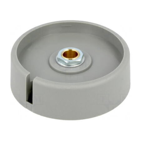 Buton rotativ gri cu indicator, poliamidă, Ø 6mm, Ø 50x16mm | Electronic-mag.ro | Componente Electronice