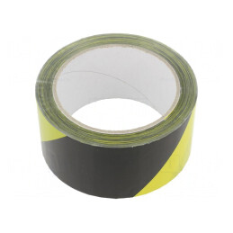Bandă Avertizare Autoadezivă Galben-Negru 66m x 50mm | Electronic-mag.ro | Componente Electronice