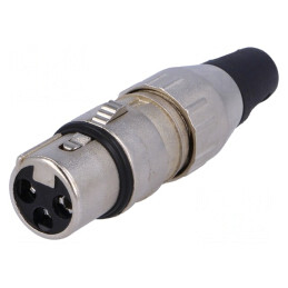 Mufă XLR Mamă 3 Pin Dreptă pe Cablu Argintată | Electronic-mag.ro | Componente Electronice