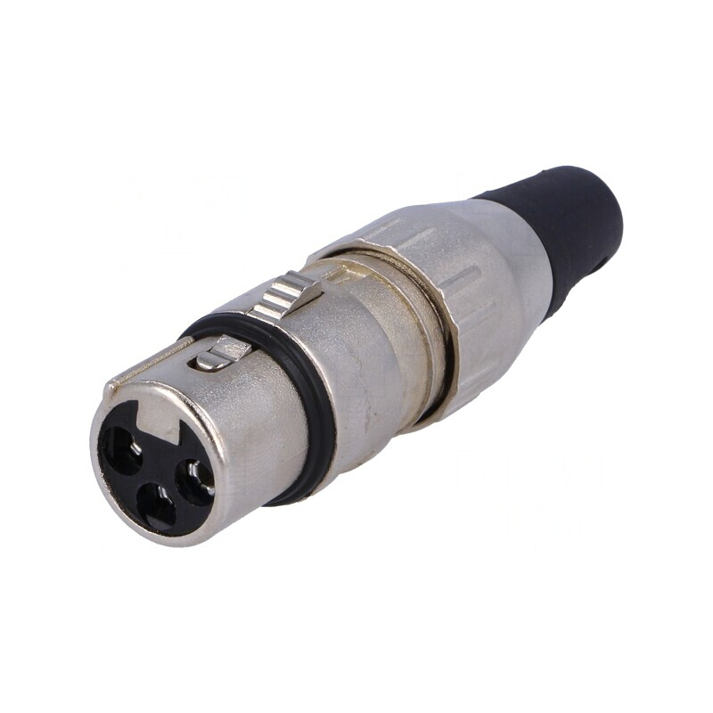 Mufă XLR Mamă 3 Pin Dreptă pe Cablu Argintată | Electronic-mag.ro | Componente Electronice