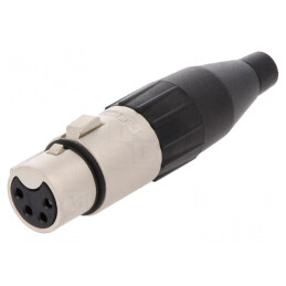 Mufă XLR 4 Pin Mamă pentru Cablu | Electronic-mag.ro | Componente Electronice