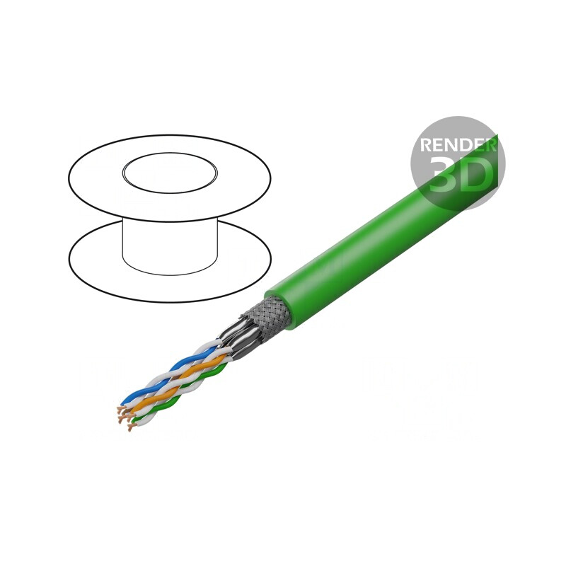 Cablu Ethernet Cat.7 S/FTP 4x2x23AWG Cu PVC Verde | Electronic-mag.ro | Componente Electronice