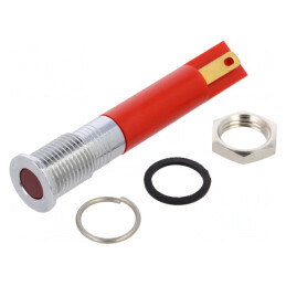 Lampă LED roșie plată Ø8mm IP67 alamă | Electronic-mag.ro | Componente Electronice