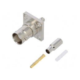 Soclu BNC mamă 50Ω crimpat cu flanșă | Electronic-mag.ro | Componente Electronice