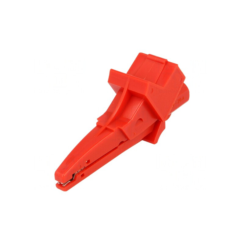 Bornă crocodil roșie 12A 600VDC 20mm | Electronic-mag.ro | Componente Electronice