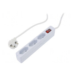 Prelungitor Alb cu 3 Prize 250VAC 7,5A | Electronic-mag.ro | Componente Electronice