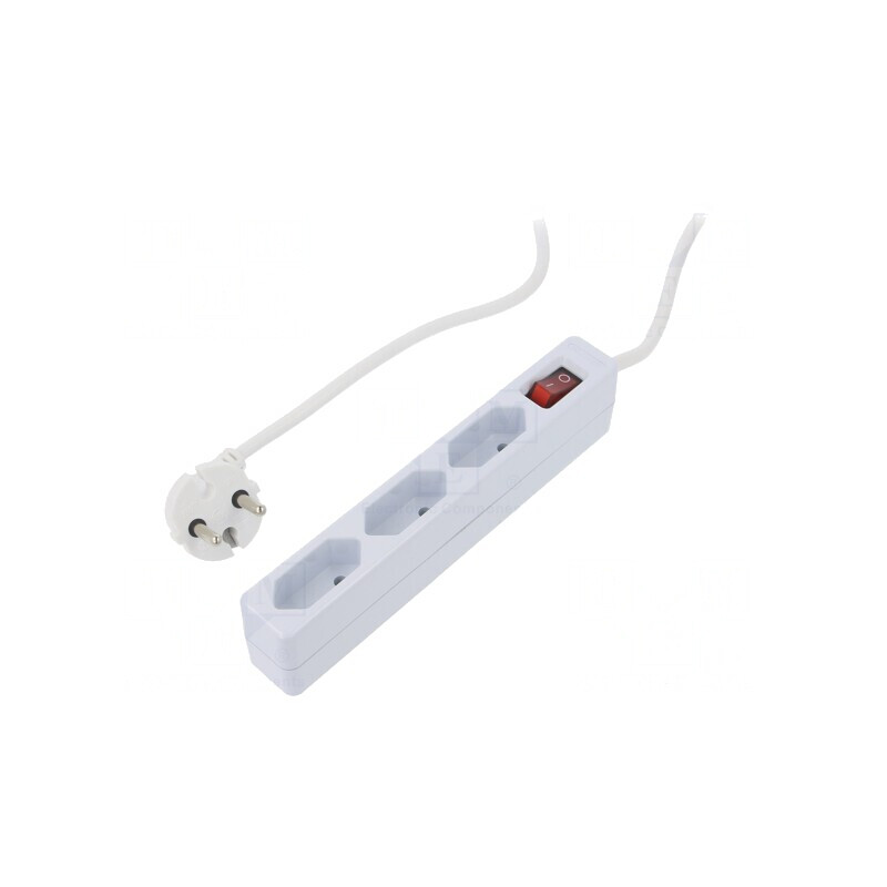 Prelungitor Alb cu 3 Prize 250VAC 7,5A | Electronic-mag.ro | Componente Electronice