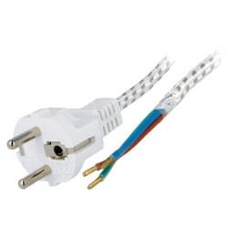 Cablu Textil Alb 3m 3x0,75mm2 CEE 7/7 6A | Electronic-mag.ro | Componente Electronice
