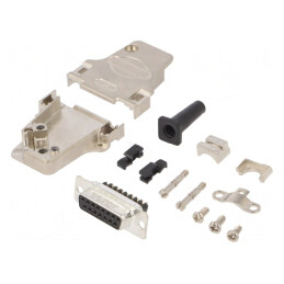 Conector D-Sub 15 PIN Mufă Mamă Neagră pentru Lipire pe Cablu | Electronic-mag.ro | Componente Electronice