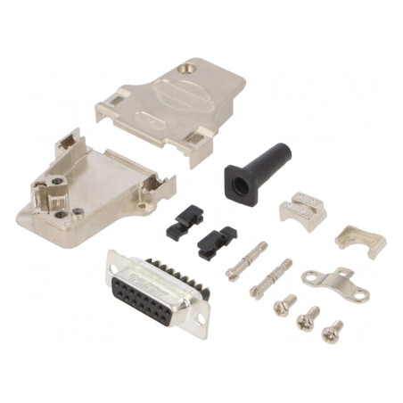 Conector D-Sub 15 PIN Mufă Mamă Neagră pentru Lipire pe Cablu | Electronic-mag.ro | Componente Electronice