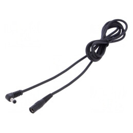 Cablu Alimentare DC 5,5/2,1 Mufă-Soclu Unghi Negru 1x1mm2 | Electronic-mag.ro | Componente Electronice