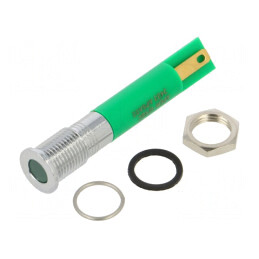 Lumină de Control LED Verde Ø8mm IP67 Alamă 5mm | Electronic-mag.ro | Componente Electronice