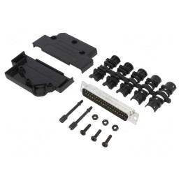 Conector D-Sub 37 pini tată 45° lipire pe cablu aurit | Electronic-mag.ro | Componente Electronice