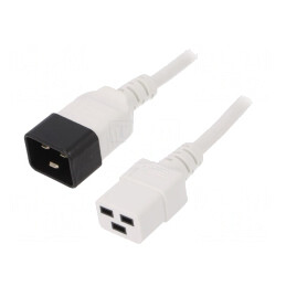 Cablu Alimentare 1,8m Alb 3x1,5mm2 IEC C19 Mamă la IEC C20 Tată 16A | Electronic-mag.ro | Componente Electronice