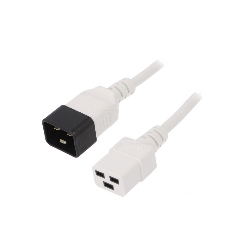 Cablu Alimentare 1,8m Alb 3x1,5mm2 IEC C19 Mamă la IEC C20 Tată 16A | Electronic-mag.ro | Componente Electronice