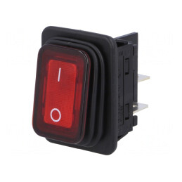 Comutator Rocker DPST ON-OFF 20A/250VAC Roșu cu Bec 230V | Electronic-mag.ro | Componente Electronice