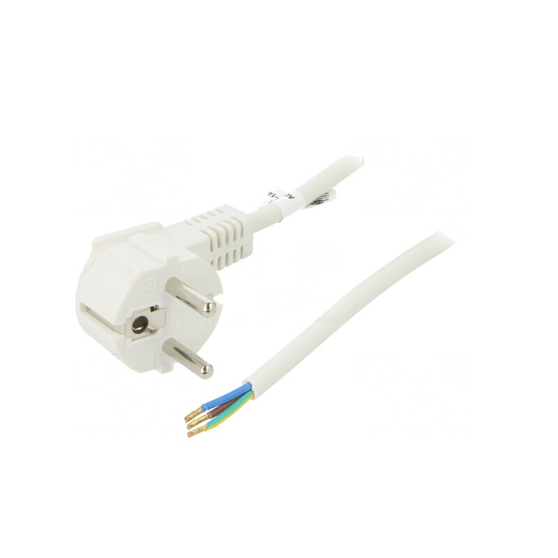Cablu alimentare alb 3m 10A ştecăr unghiular | Electronic-mag.ro | Componente Electronice