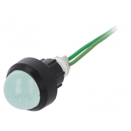 Lampă LED verde 230VAC Ø13mm cablu 300mm