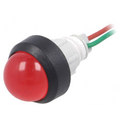Lampă LED Convexă Roșie 24V Ø13mm Plastic | Electronic-mag.ro | Componente Electronice