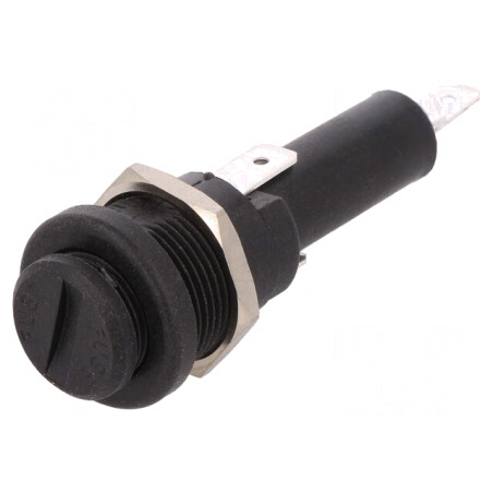 Clemă siguranțe cilindrice 6,3x32mm 250V neagră | Electronic-mag.ro | Componente Electronice