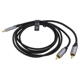 Cablu RCA x2 la USB C Aurit 0,5m Negru
