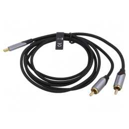 Cablu RCA x2 la USB C Aurit 0,5m Negru | Electronic-mag.ro | Componente Electronice