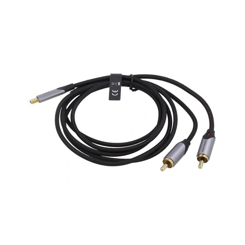 Cablu RCA x2 la USB C Aurit 0,5m Negru | Electronic-mag.ro | Componente Electronice