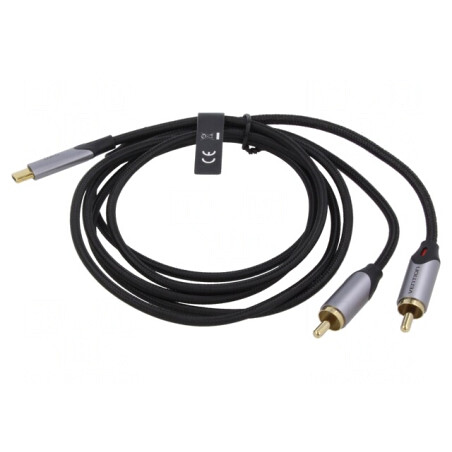 Cablu RCA x2 la USB C Aurit 0,5m Negru | Electronic-mag.ro | Componente Electronice