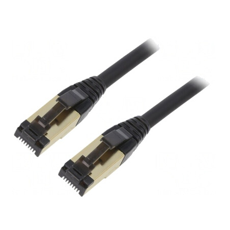 Patch cord S/FTP Cat 8 LSZH Negru 3m | Electronic-mag.ro | Componente Electronice